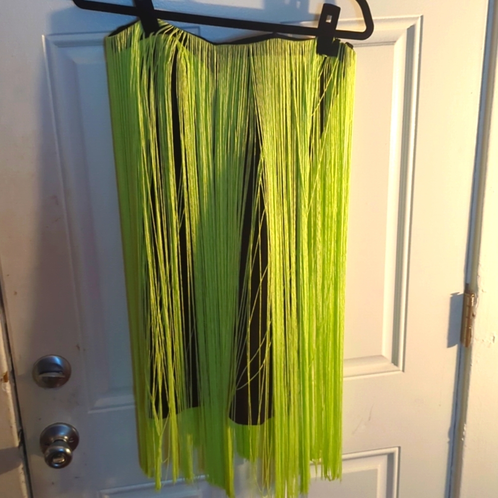 Black dress with Lime green Fringe